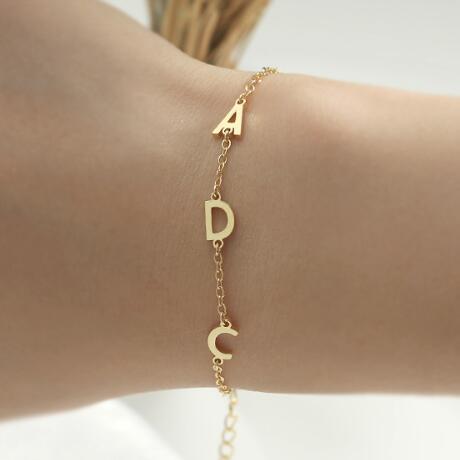 Personalized initial jewelry factory wholesale custom nameplate anklet suppliers spaced letter bracelet manufacturers